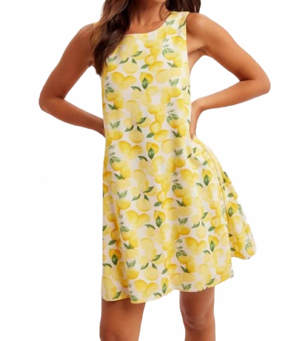 NEW HEM & THREAD lemon print dress in yellow